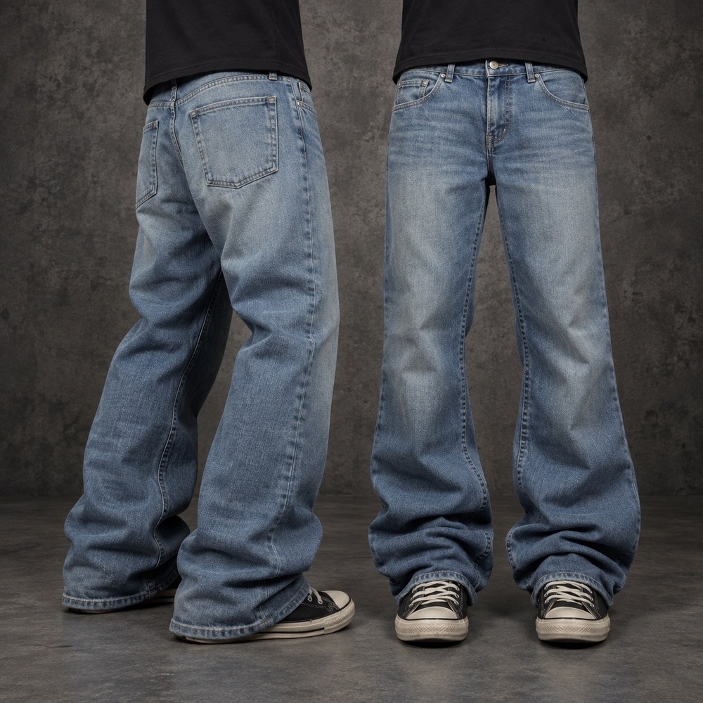 30x30 Blue Wide Leg Bootcut Jeans Y2K Grunge 2000s Vintage